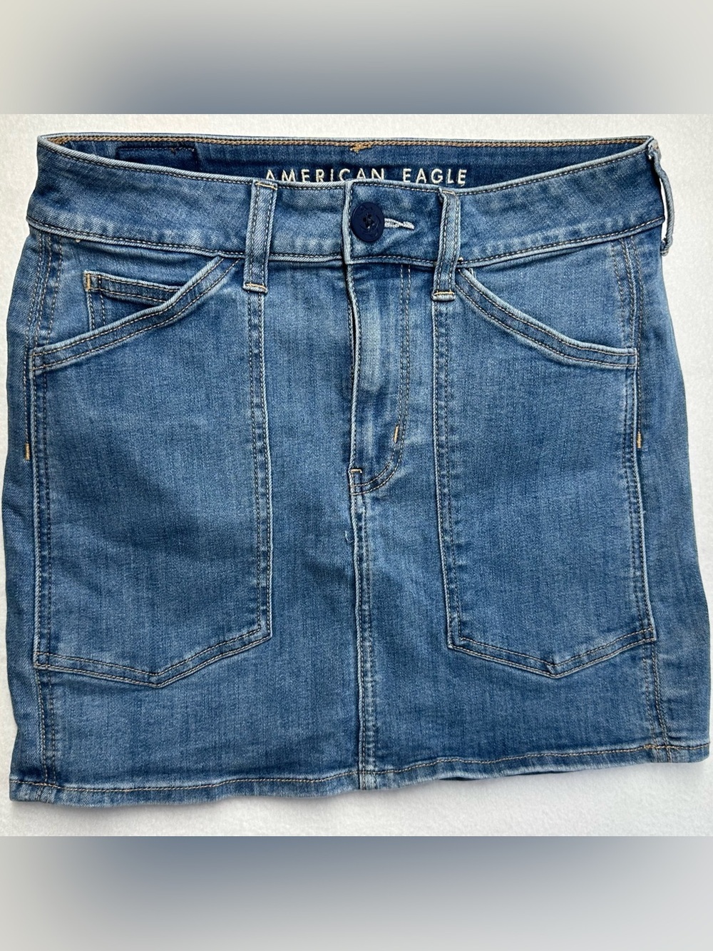 American Eagle Size 2 Blue Denim Stretch Classic Mini Skirt